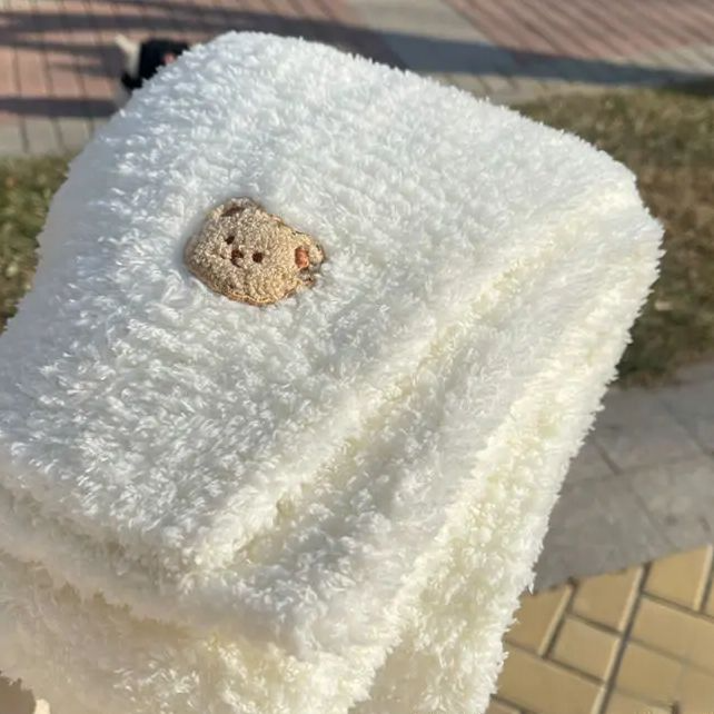 小熊围巾材料包冰条粗毛线团手工编织珊瑚绒diy自织送男女闺蜜