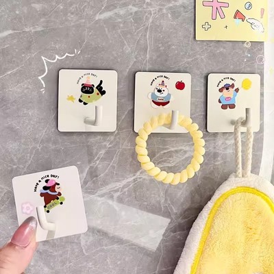 可爱动物卫生间毛巾架置物架免打孔壁挂厕所浴室门后浴巾毛巾挂钩