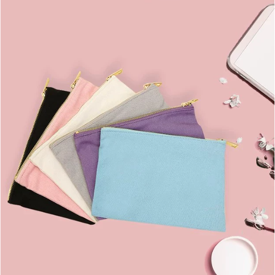 纯棉帆布化妆袋女士收纳包纯色化妆刷包多色可选