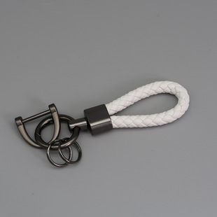 简约高级手工编织汽车钥匙扣皮绳挂件男女时尚锁匙链圈挂饰