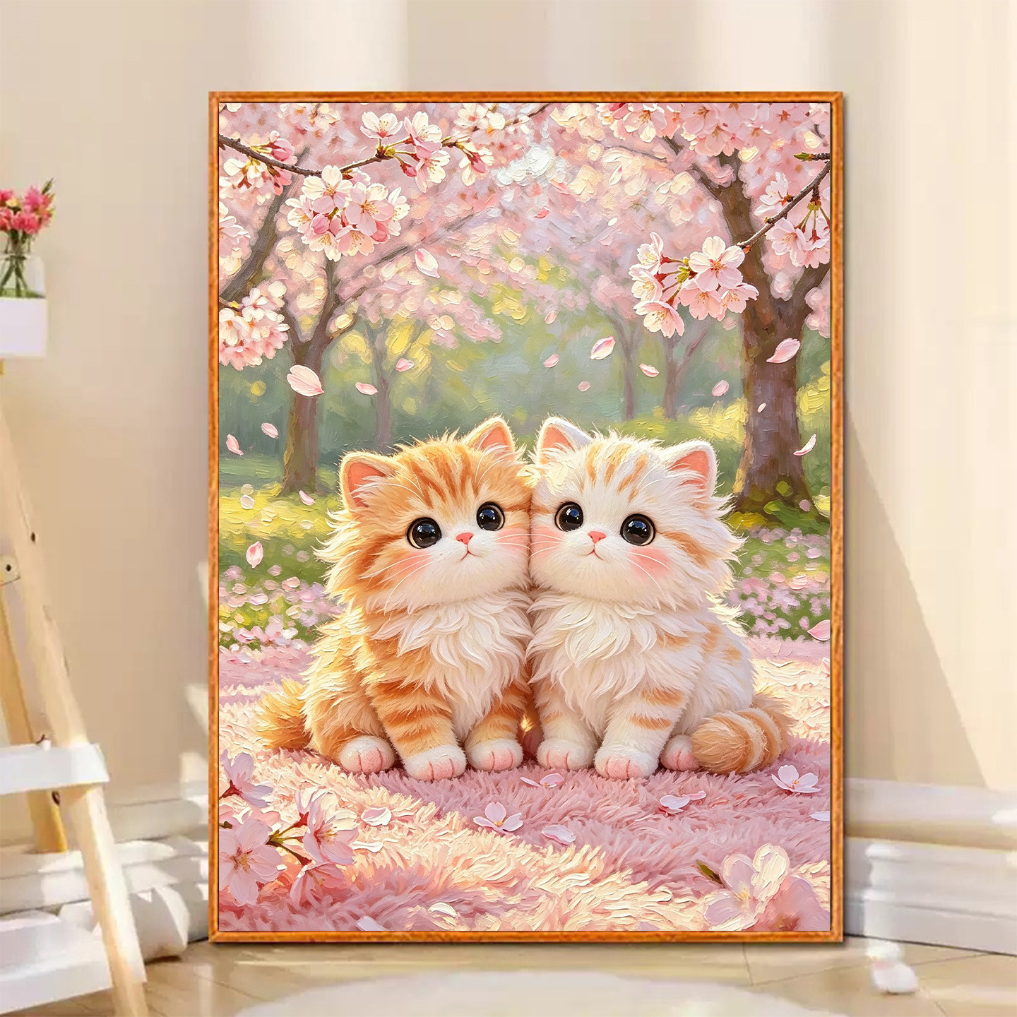 2026新款钻石画樱花小猫高颜值手工diy粘贴钻画5d满钻十字绣客厅