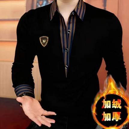 2025秋冬新款时尚潮流男士长袖商务假两件帅气休闲潮流男士卫衣