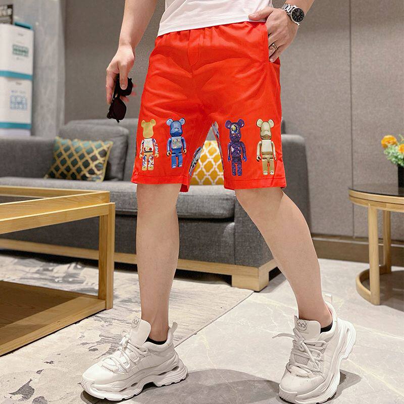 冰丝男士短裤夏季薄款潮牌运动休闲中裤速干沙滩裤子五分大花裤衩