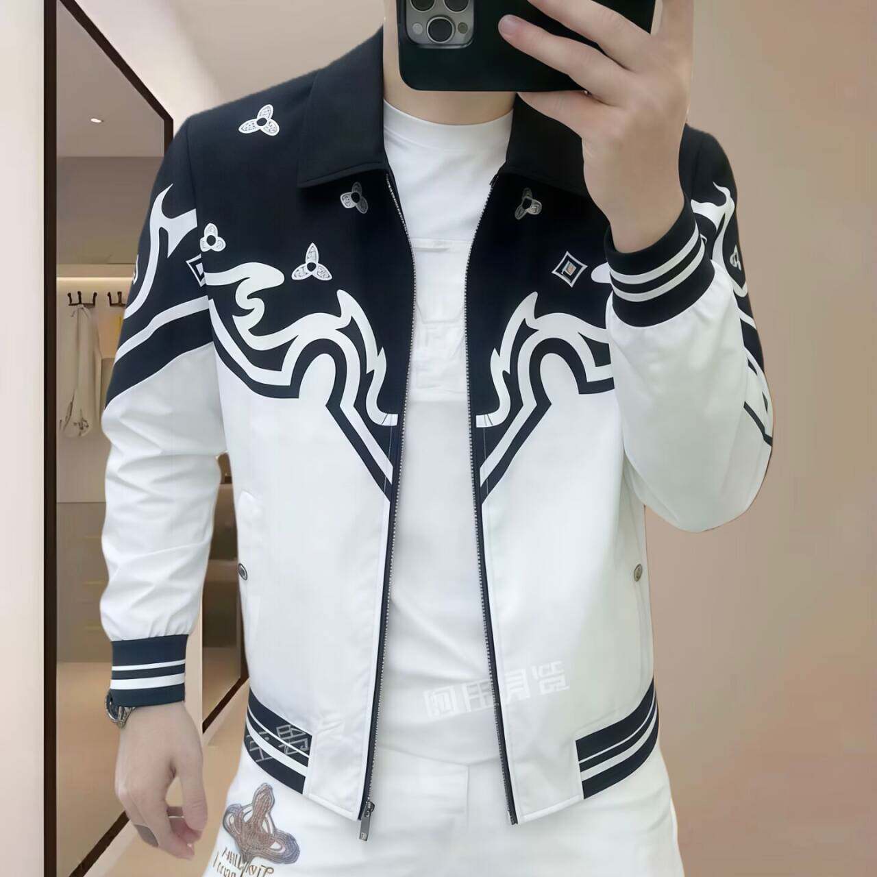 欧洲站新款春夏季男士翻领夹克时尚潮流帅气拼色个性薄款休闲外套