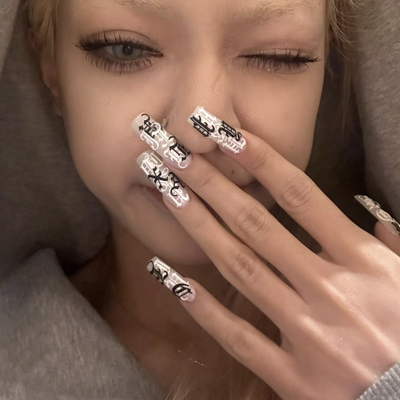 浮雕罗马英文字母小红书网红爆款指甲贴花黑白新款3d服帖美甲贴纸