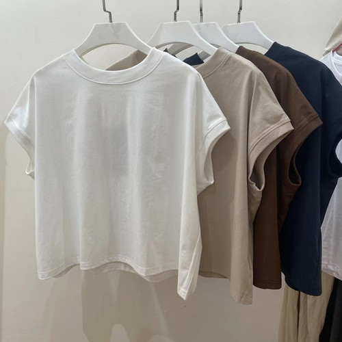 五色基础小短款纯色短袖T