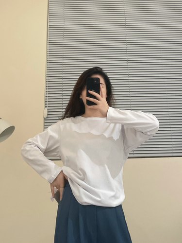 圆领宽松白色t恤打底衫上衣