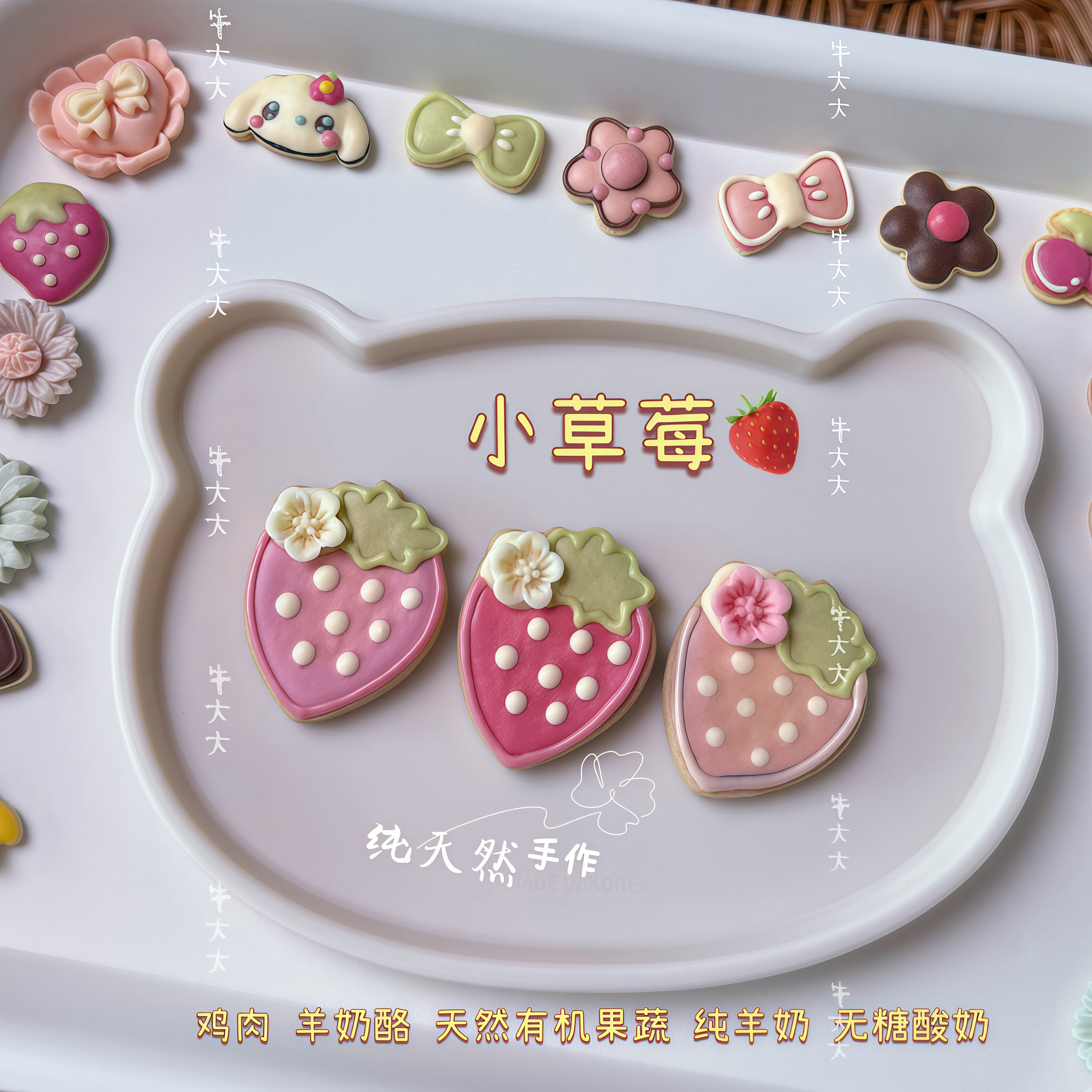 牛大大手工天然宠物狗零食草莓熊饼干猫狗营养配餐风干狗饼干