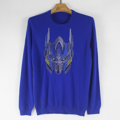 525456码 秋冬 蓝色 圆领 水貂绒羊绒 男士羊毛衫 12142