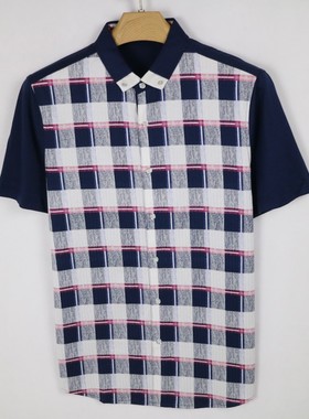 50码  夏款男士短袖 丝棉 衬衫07014