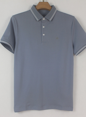 XFC 24夏款 男士 翻领弹力 棉氨纶 蓝灰色 商务休闲短袖T恤 03111