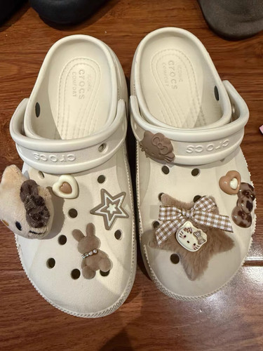 洞洞鞋鞋花公仔配饰可爱卡通毛绒星星猫卡扣装饰鞋花