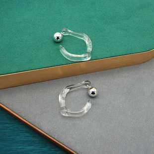 白令耳钉高级感轻奢小众透明树脂耳环925银耳饰女亚克力耳圈