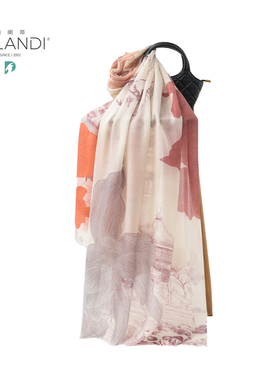 帕阑蒂 | L75002国风印花花纹纯山羊绒女款围巾