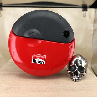 原装90年代全新万宝路marlboro探险队经典红黑快挂便携烟灰缸周边