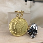 轻奢礼品 未使用piaget伯爵包金1874年金币形钥匙扣 原装 正品