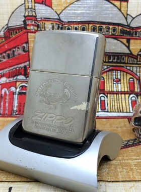 原装正版 1996年K二手镀银蚀刻飞鹰斜标LOGO防风打火机 zippo