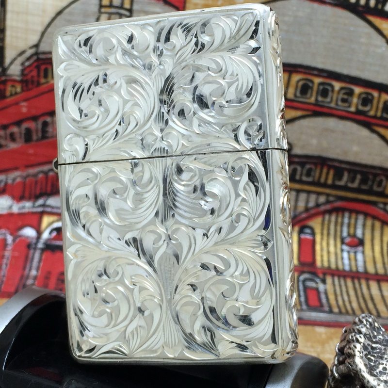 原装正版2005年二手纯银手雕六福花37复刻防风打火机ZIPPO可定制