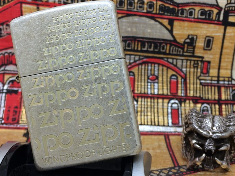 原装正版 1996年F全新古银蚀刻渐变经典LOGO打火机 ZIPPO