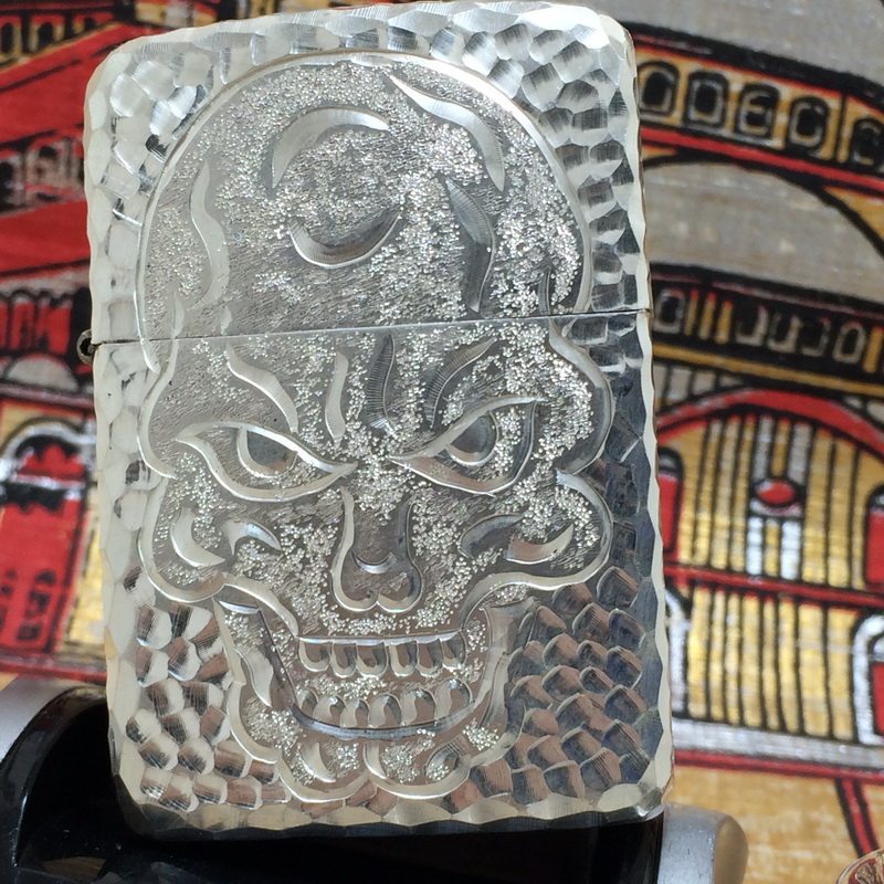 原装正版2005年B二手手雕撒旦的微笑41复刻纯银ZIPPO打火机可定制