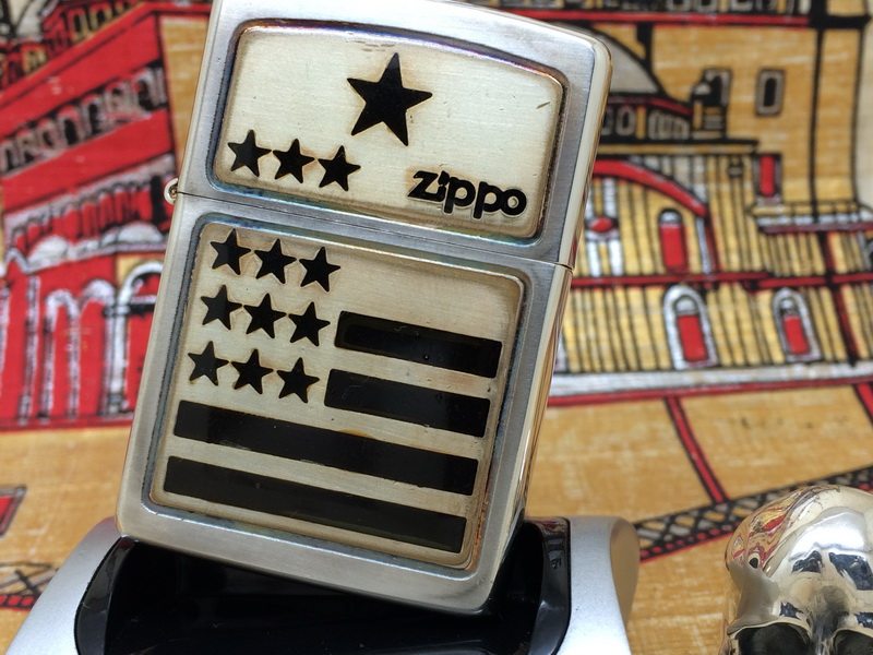 原装正版 1994年J全新镀银星条旗变色龙贴章打火机 ZIPPO/芝宝