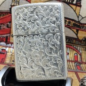 原装 1995年二手纯银手工精雕精致小腰果花打火机ZIPPO可定制 正版