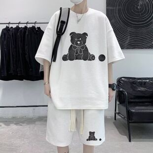 短袖T恤男女同款短裤男装HT34华夫格五分套装P20码数M5XL