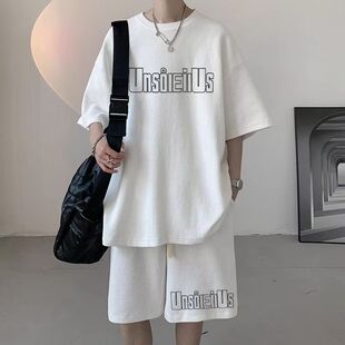 男装HT114华夫格五分套装黑白灰蓝P20M5XL