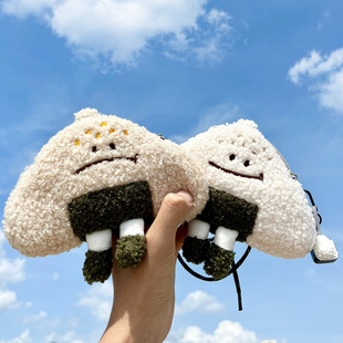 日系紫菜饭团可爱表情挂脖包卡通手机包情侣卡包零钱包创意耳机包