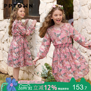 女童连衣裙春季2026新款波西米亚风印花碎花裙子儿童甜美公主长裙