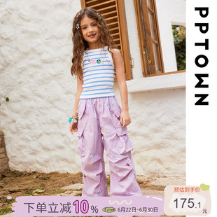 女童裤子薄款春夏装2026新款儿童宽松运动阔腿裤大童超好看工装裤