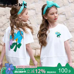 【10A抗菌】女童T恤短袖春装夏季2026新款儿童印花打底衫白色上衣