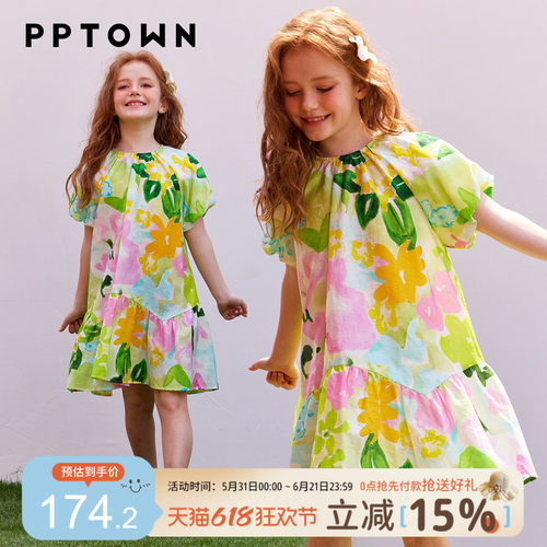 夏季女童碎花公主裙泡泡袖甜美