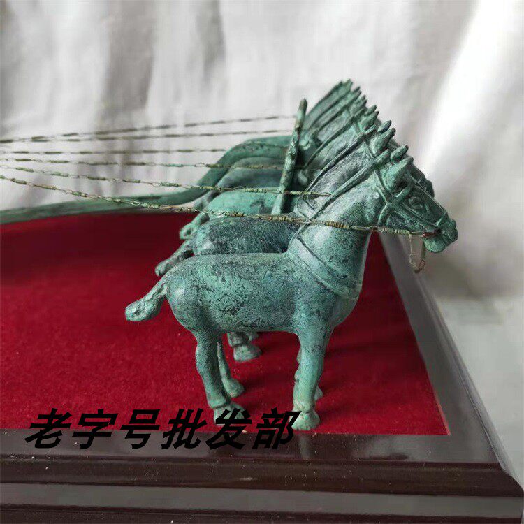 东周青铜器天子驾六马拉车 仿古摆件 纯铜马 家居装饰品