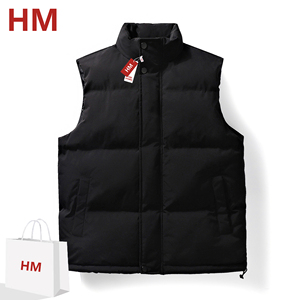 HM羽绒棉马甲秋冬季2024新款坎肩背心情侣款棉服宽松外套休闲马夹