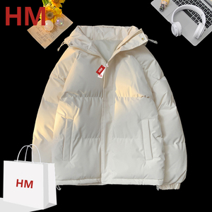 HM官方羽绒棉服男士潮流情侣百搭连帽面包服冬季加厚大码胖子棉衣