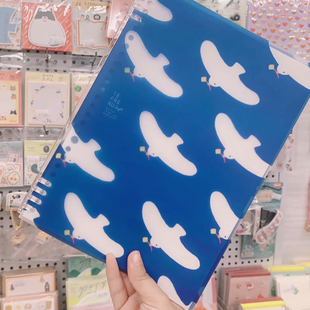 现货日本KINGJIM锦宫活页笔记本B5飞鸟猫咪自带收纳学生笔记办公