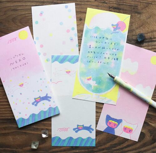 现货日本进口表现社新品一笔笺大森木棉子横幅信纸套手帐素材可爱