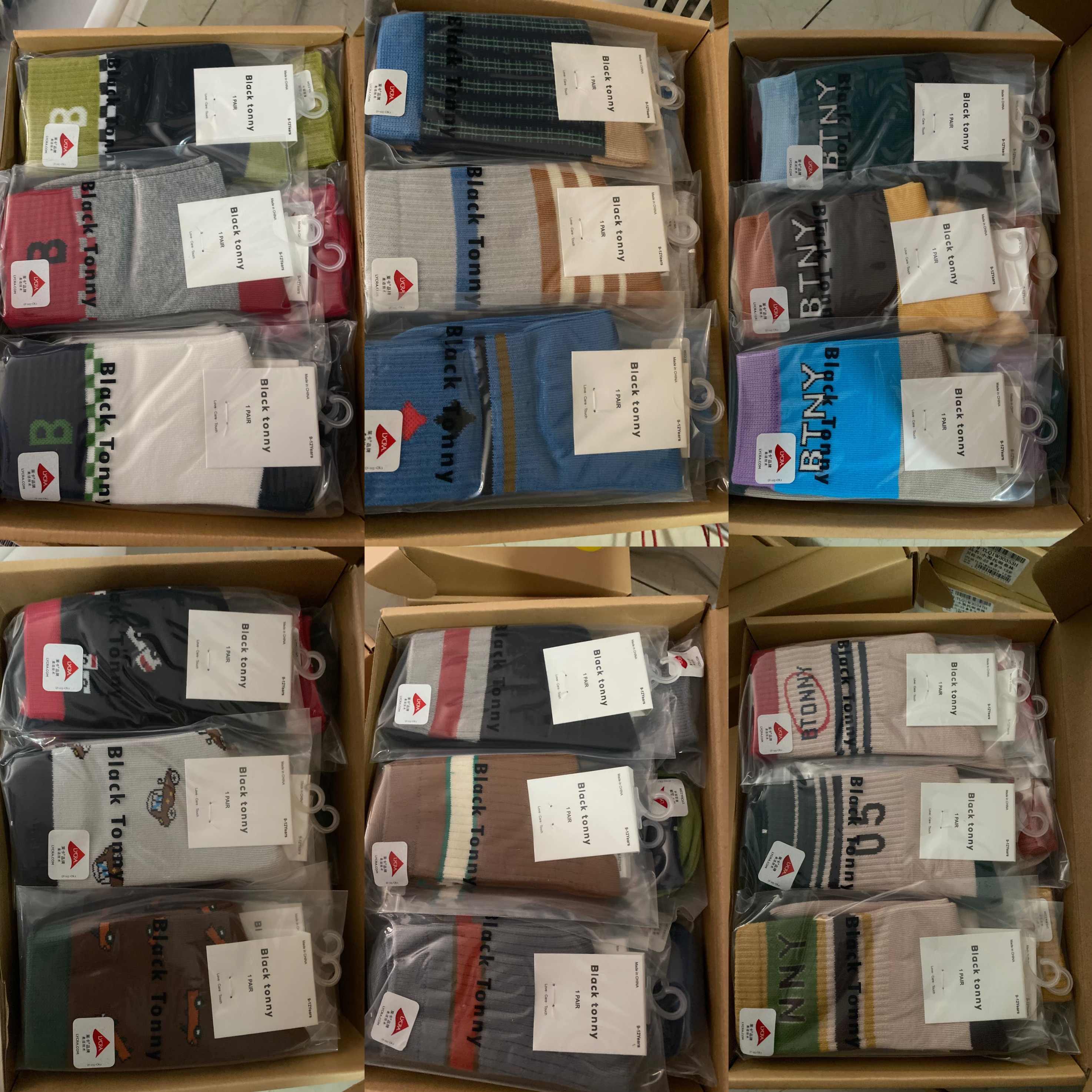 小黑托昵四季男女童棉袜