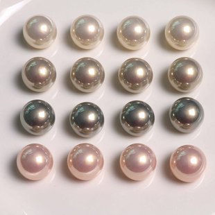 日系ins珠光高腰圆鼓鼓珍珠半丸贴片diy耳钉女耳饰洞洞鞋鞋花配件