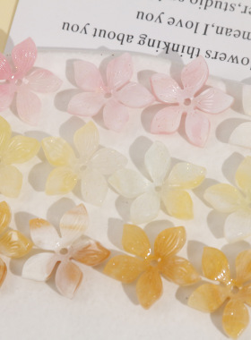 渐变粉色闪粉穿孔甜美百搭亚克力五瓣花朵发夹耳环女DIY饰品材料