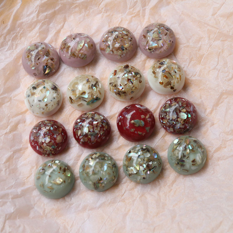 韩国半透金箔贝壳光面半丸贴片diy树脂耳饰发饰手机壳挂件配件