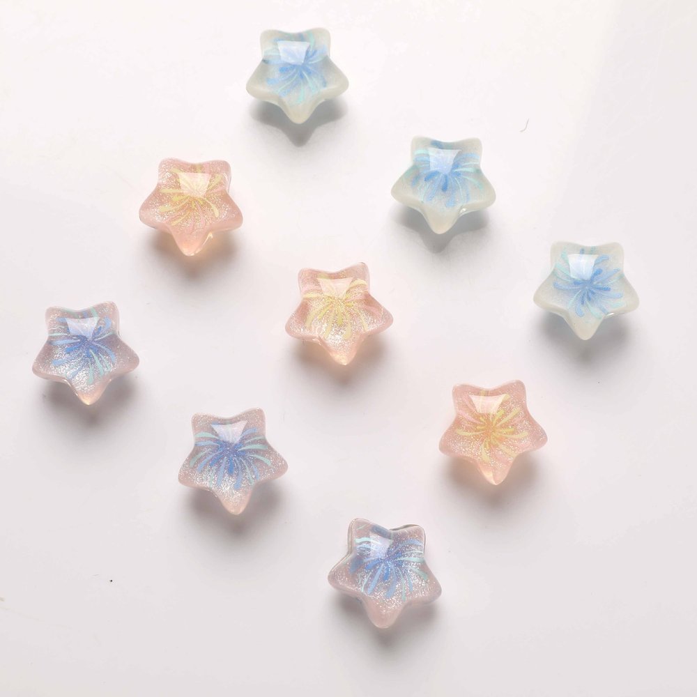 日系甜美星空闪粉烟花五角星穿孔