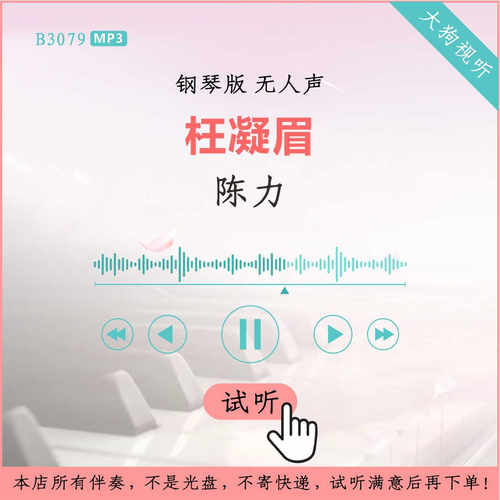 B3079陈力 枉凝眉 钢琴版 钢琴版伴奏 高品质 纯净版