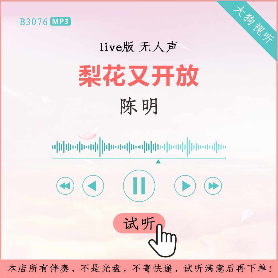 b3076陈明 梨花又开放 我是歌手live版伴奏 高品质 无人声