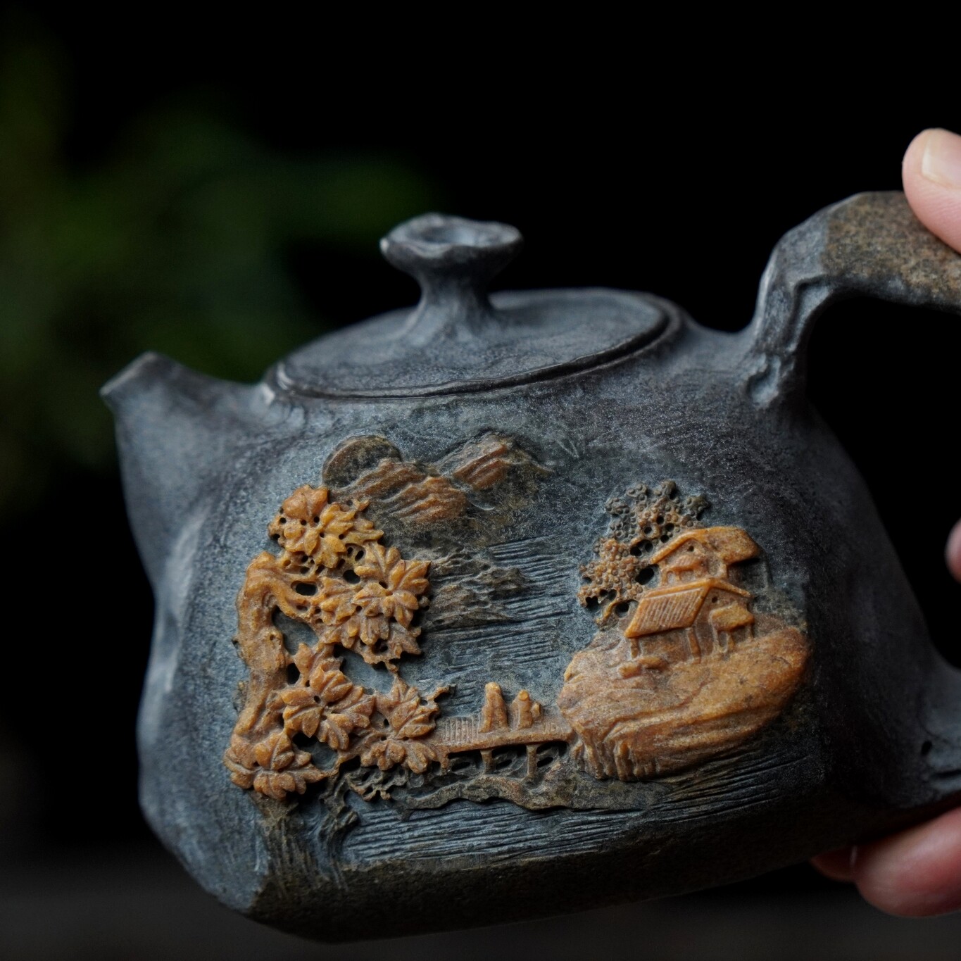 【桃花源记】220c壶临门大师天然冰碛岩石茶壶茶具高端纯手工送礼