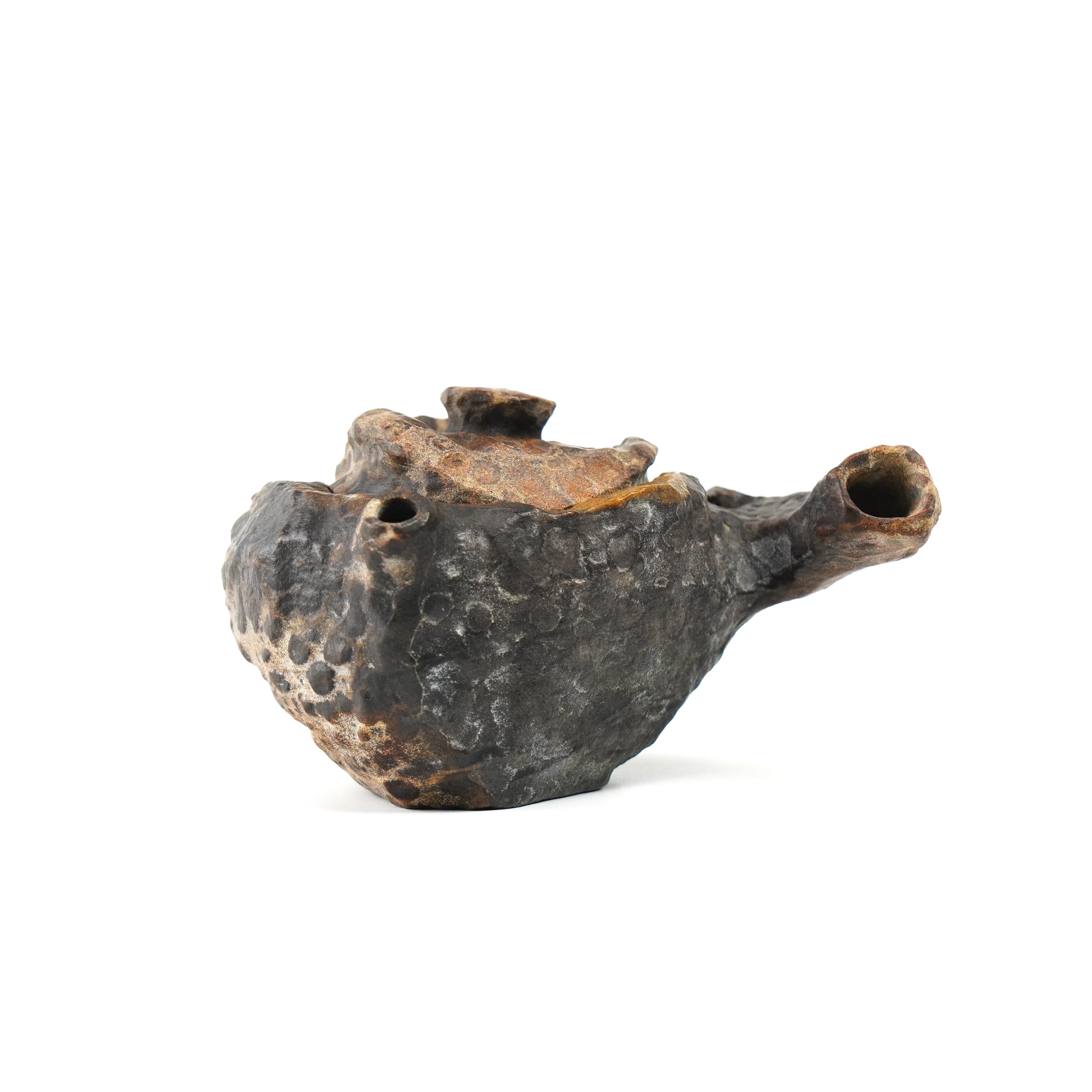 【拙韵侧把】110cc天然冰碛岩石茶壶茶具高端纯手工送礼茶器