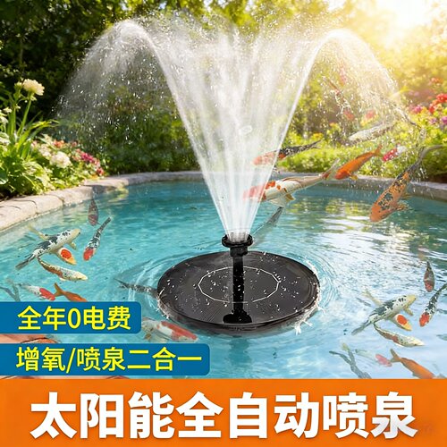 太阳能全自动漂浮小型喷泉鱼池增氧循环泵户外庭院家用喷水器鱼缸
