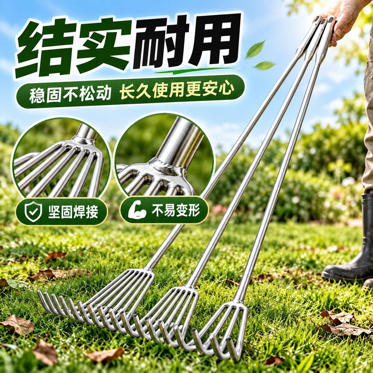 加厚不锈钢加长园艺多爪小耙子园艺松土赶海工具赶海耙子捞蛤神器