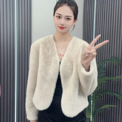 短款毛毛皮草外套小香风仿貂毛